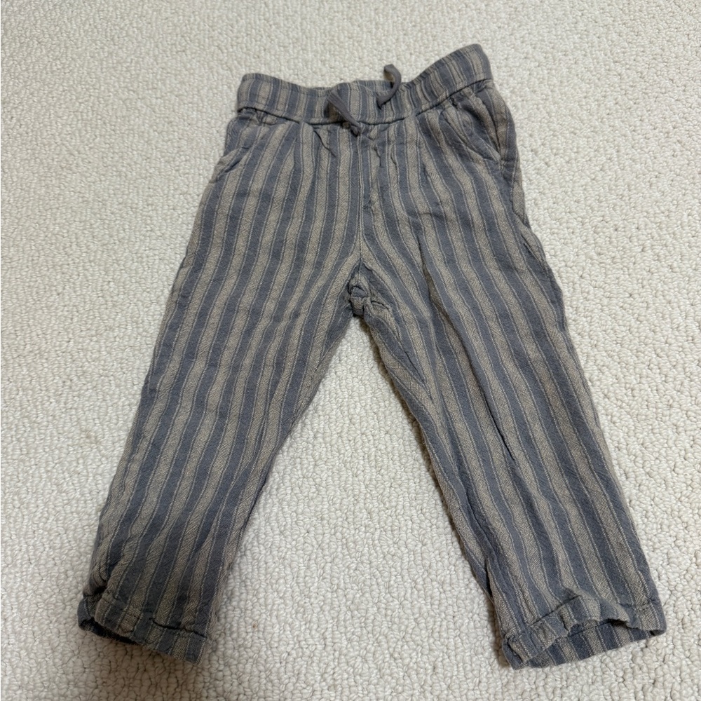Zara Striped Gray Kids Drawstring Pants